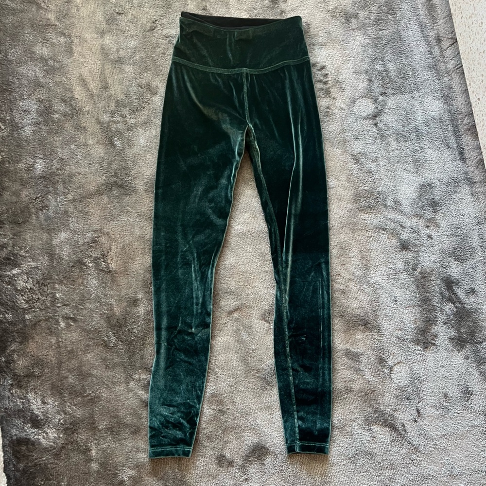 Beyond Yoga Green Velvet Leggings